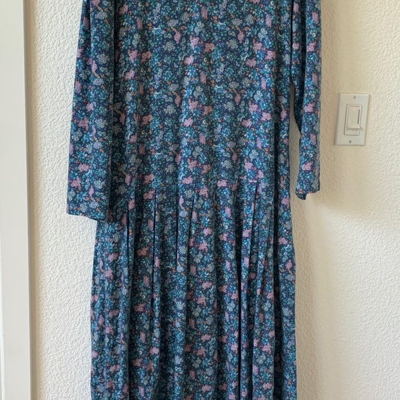 Laura Ashley, vintage, prairie, victorian, lace collar, greenish blue, eighties - Picture 2 of 16